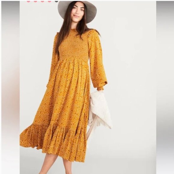 HATCH 1 Yellow Lana Maternity Dress Midi Longsleeve Comfy Women's Small Fall - Picture 5 of 16